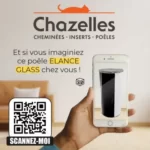 Affiche partenaire Chazelle pour la revente de cheminées, poêles et inserts