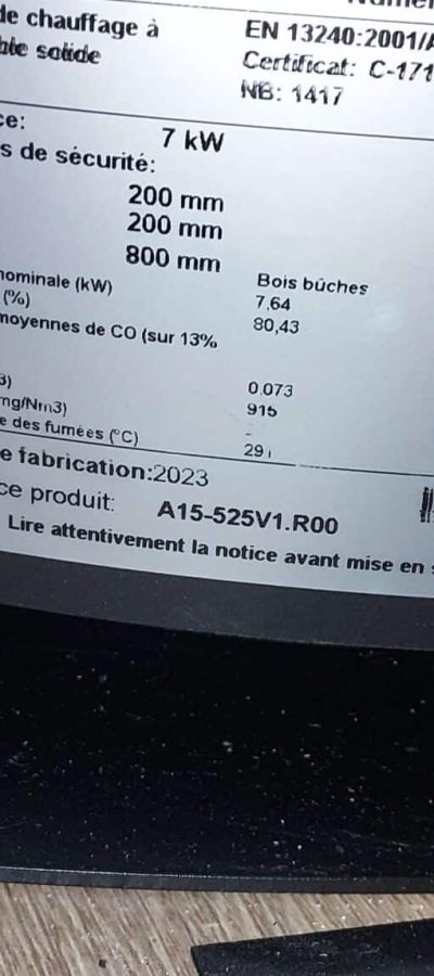 Plaque signalétique poêle à bois Aubis
